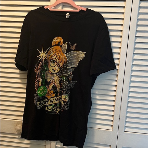 Tinker Bell Graphic T-Shirt Tops - #1474**Black Tinker Bell Graphic T-Shirt